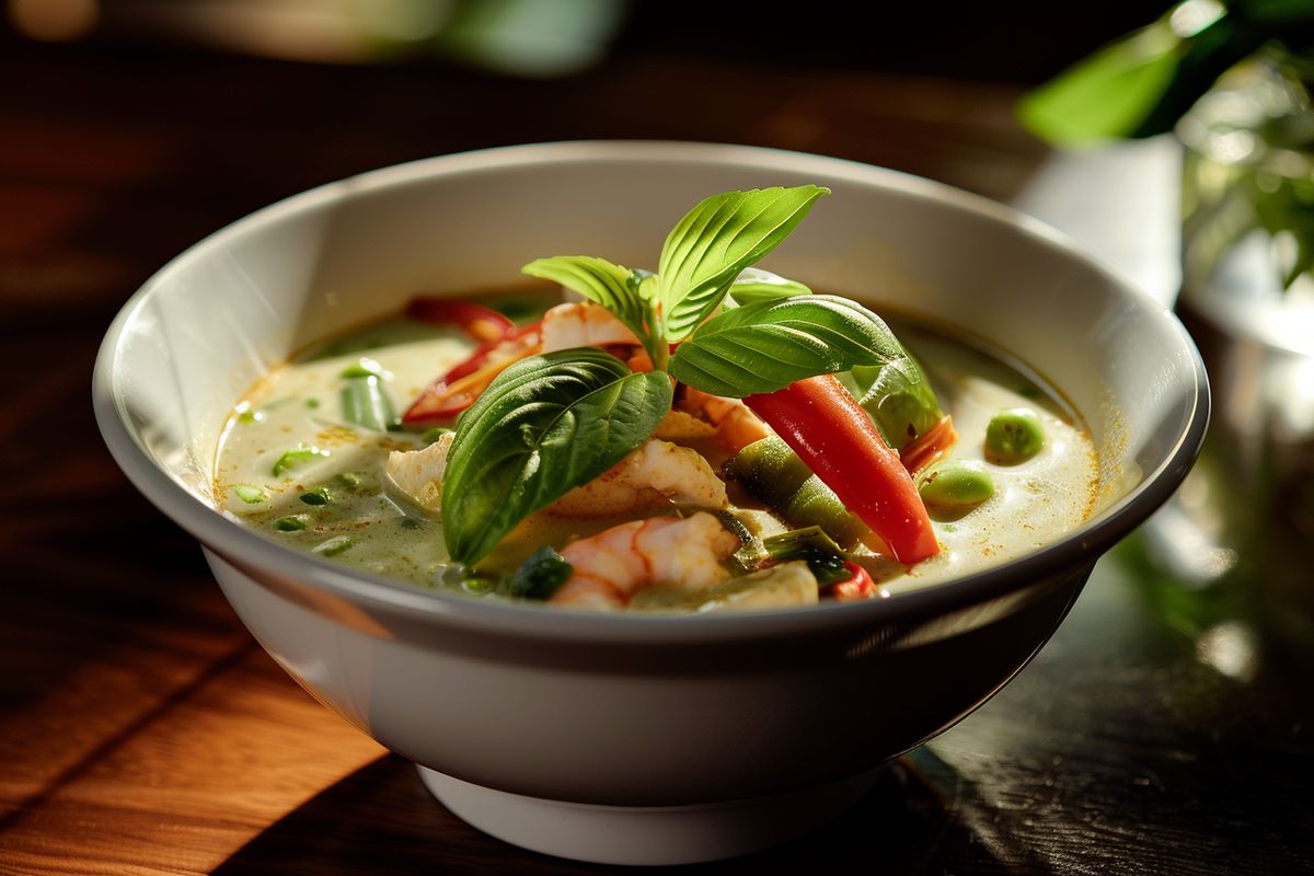 Curry vert onctueux au poulet et bambou